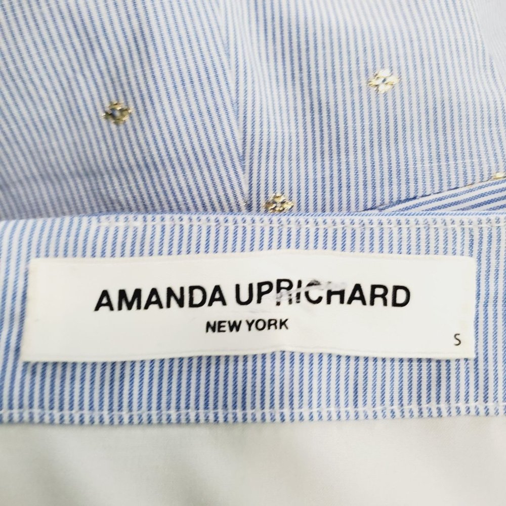 Amanda Uprichard Izzy Cape Cod Lined Wide Leg Pinstripe Shoulder Tie Jumpsuit, S - Picture 7 of 7